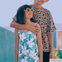 Katia - Cotton - Light Poplin - Neon Flower - Turquoise