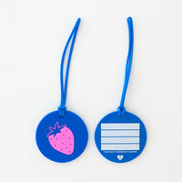 Sarah Hearts - Luggage Tag - Strawberry Pink and Blue