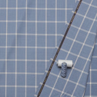 Wool Blend - Suiting - Windowpane Plaid - Light Blue
