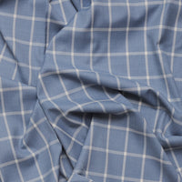 Wool Blend - Suiting - Windowpane Plaid - Light Blue