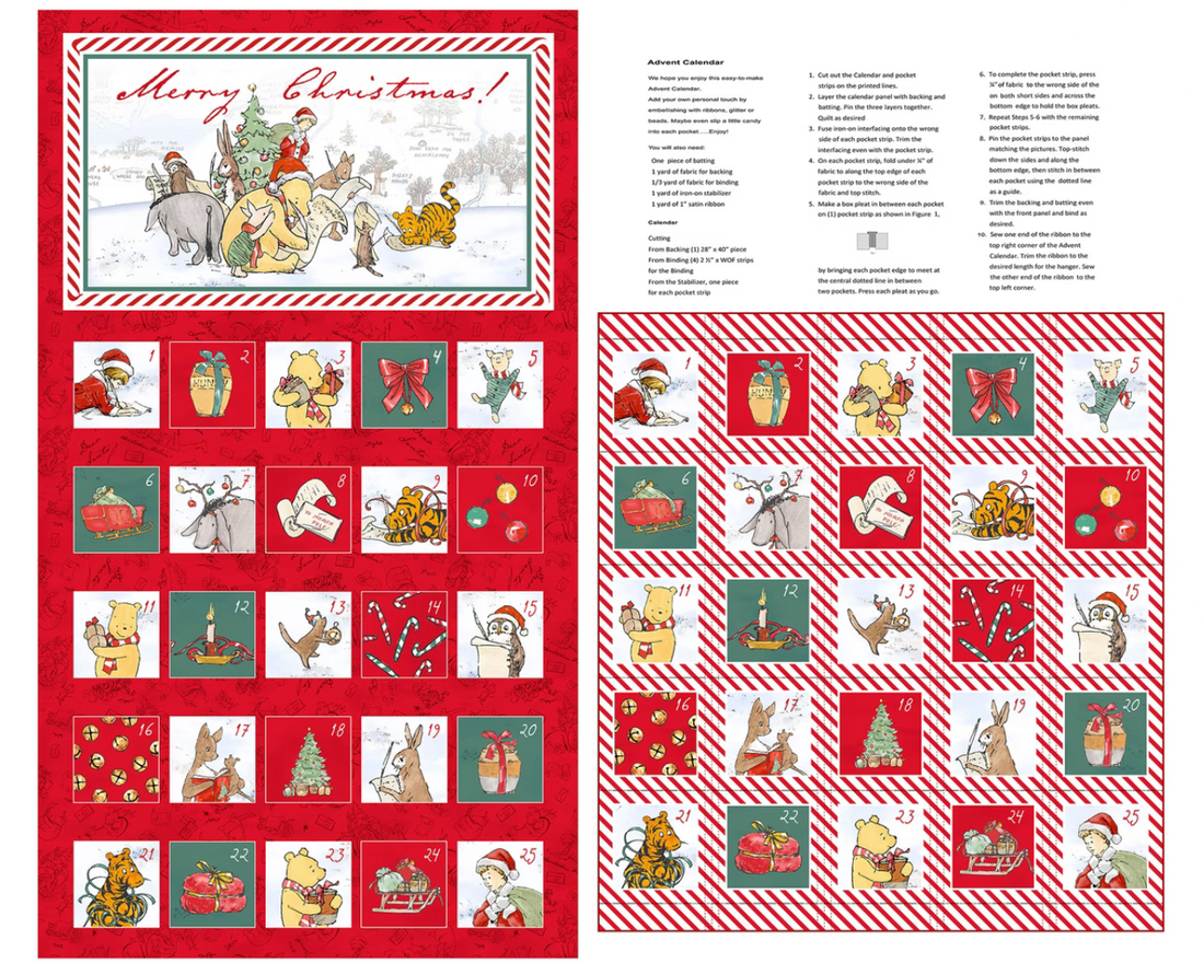 Studio E - Cotton - Christmas At Pooh Corner - Advent Calendar - Panel