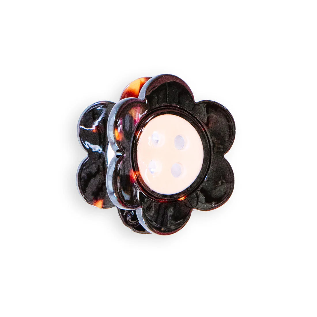 Sarah Hearts - Mini Hair Claw Clip - Daisy Button Tortoise Shell