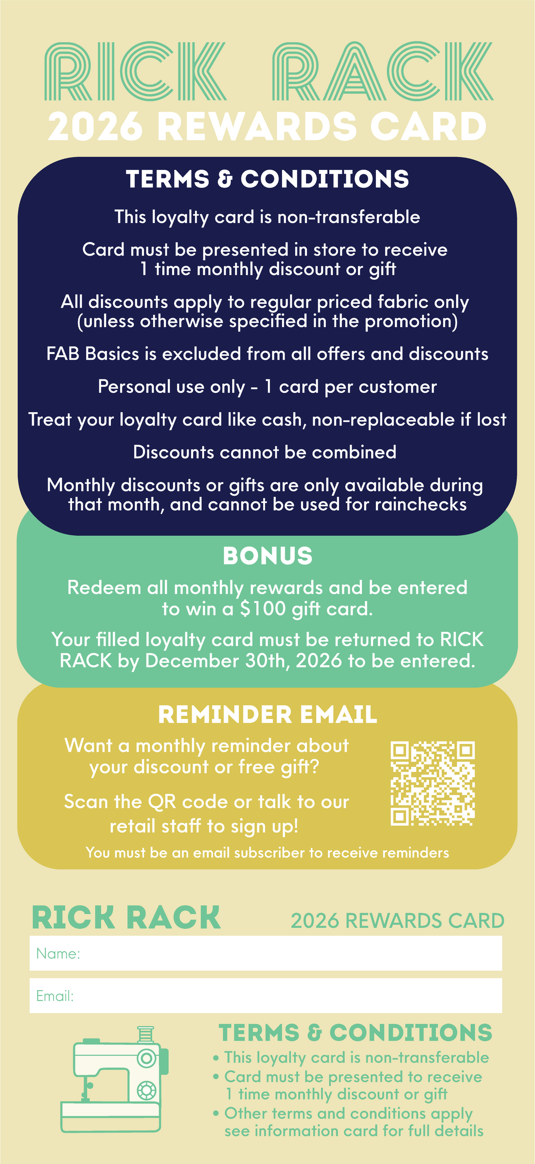 2026 In-Store Rewards Card