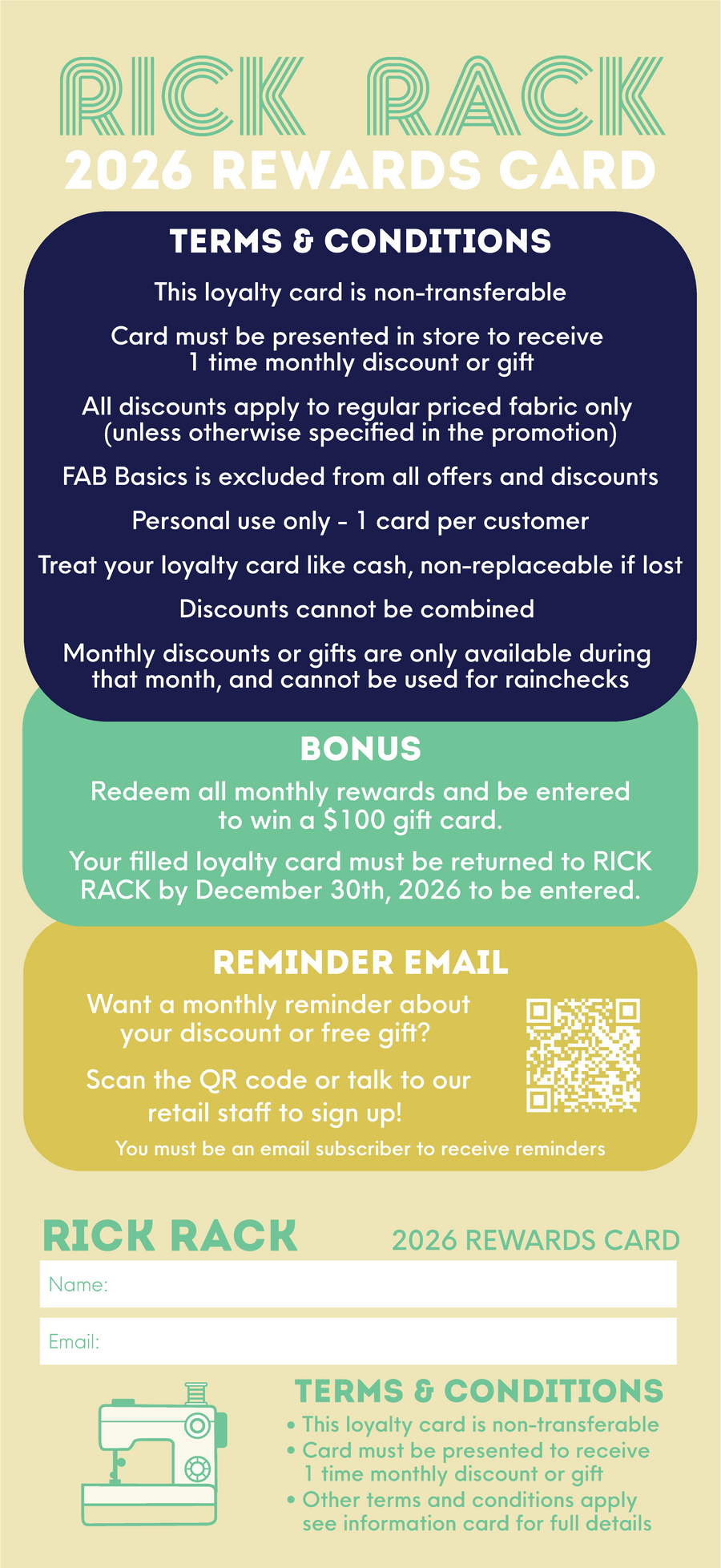 2026 In-Store Rewards Card