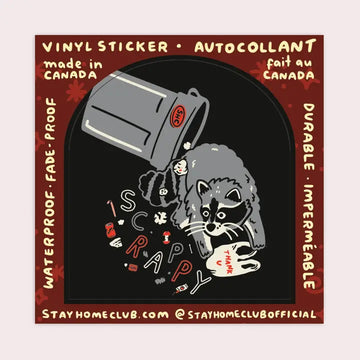 Stay Home Club - Vinyl Sticker - Scrappy Raccoon (Trash)