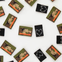 Sarah Hearts - Sewing Labels - Camo and Barbed Wire Heart