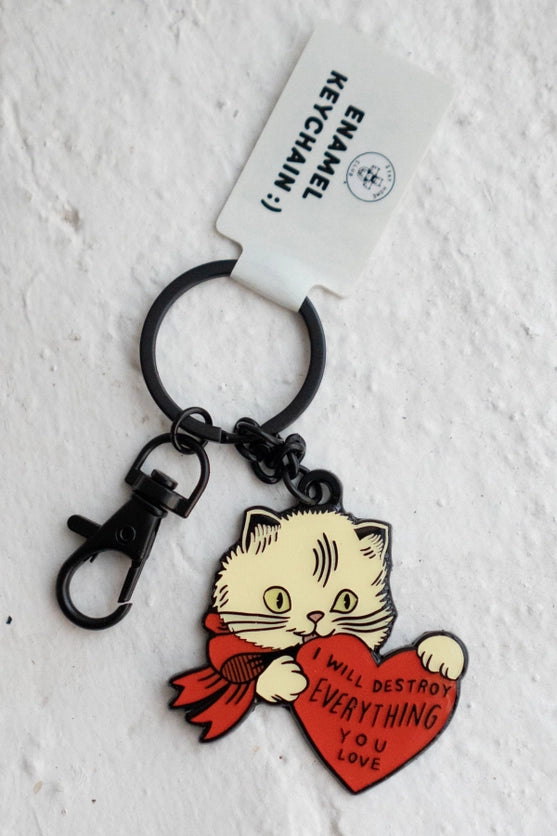 Stay Home Club - Enamel Keychain - Destroy Cat