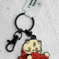 Stay Home Club - Enamel Keychain - Destroy Cat