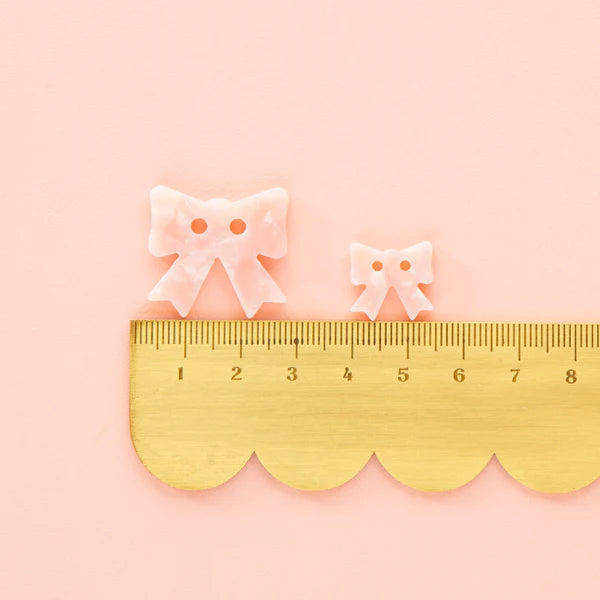 Sarah Hearts - Buttons - Pink Bow - Large