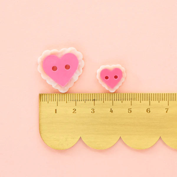 Sarah Hearts - Buttons - Pink Sweet Heart - Small