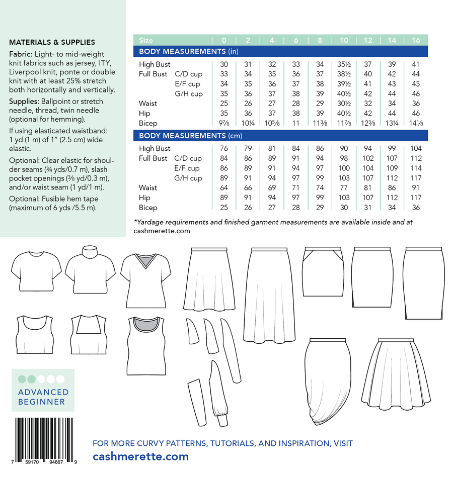 Cashmerette - Grafton Dress & Skirt - Mix & Match - 0 - 16