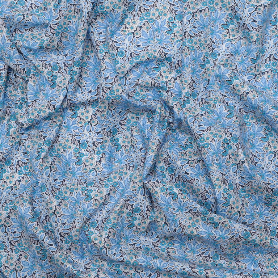 Cotton - Calico Prints - Blue Leaves