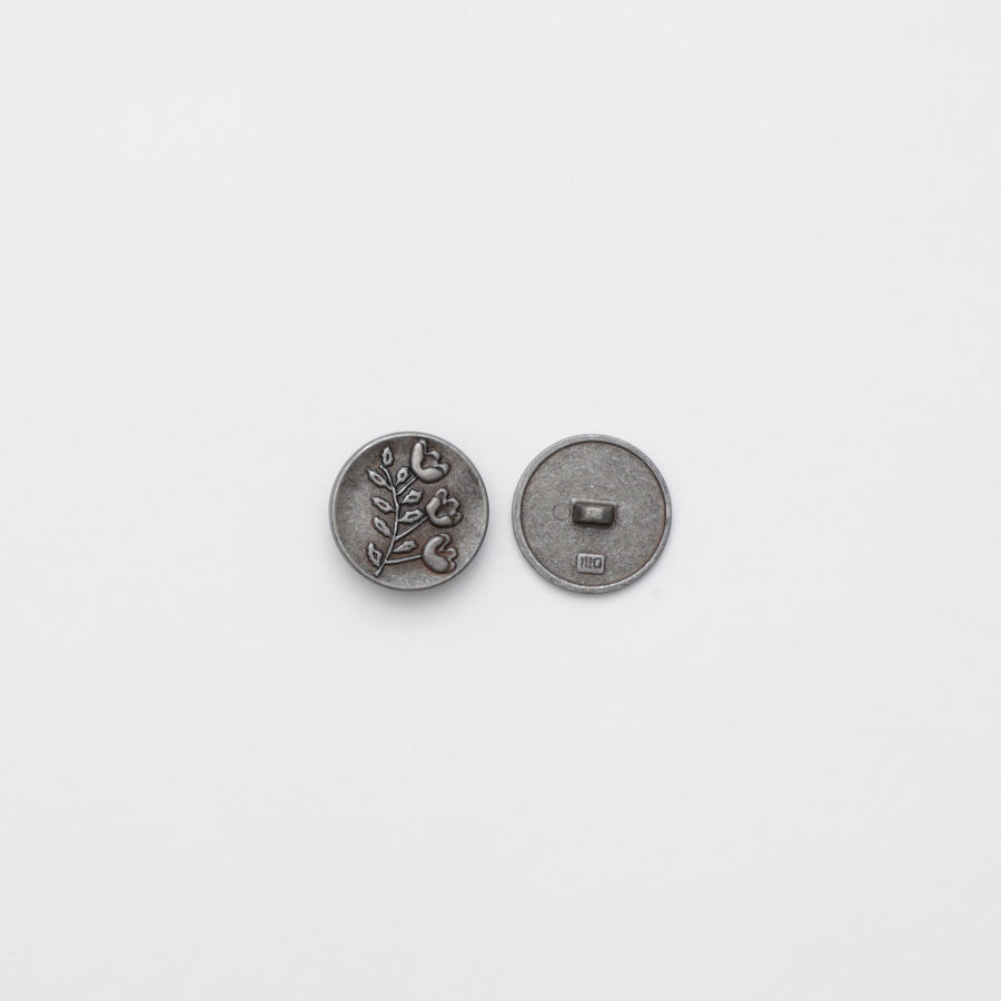 Buttons - Shank - 25mm - Antique Tin - Flowers