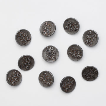 Buttons - Shank - 25mm - Antique Tin - Flowers