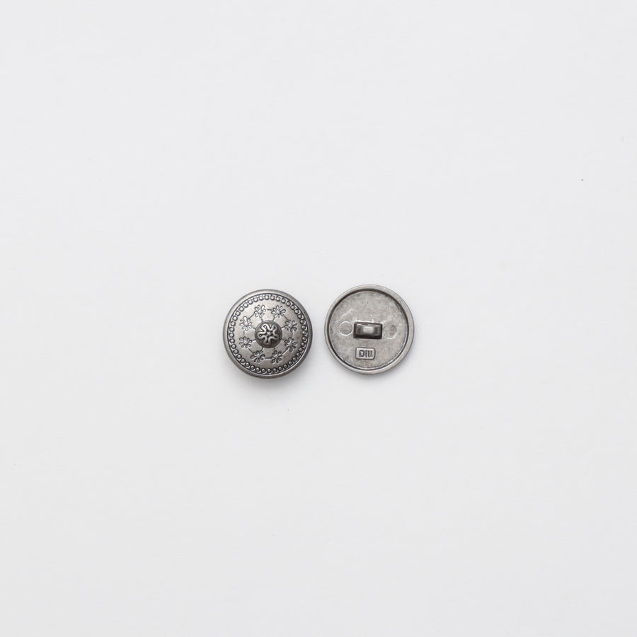 Buttons - Shank - 20mm - Antique Silver - Floral