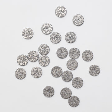 Buttons - 2 Hole - 20mm - Antique Silver - Floral