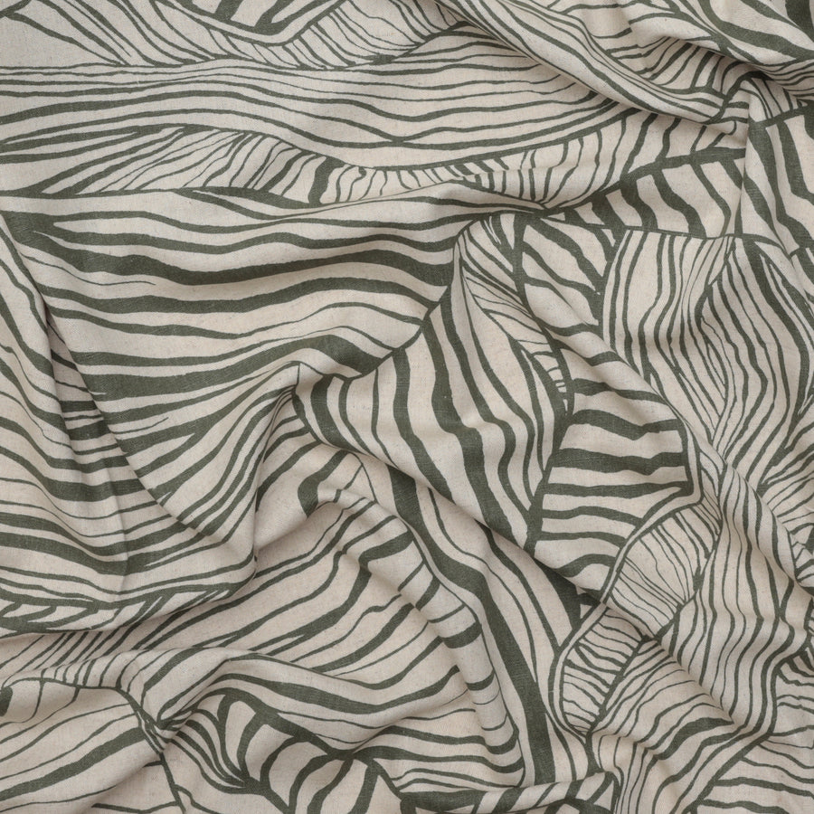 Rayon Linen - Palma Print - Green