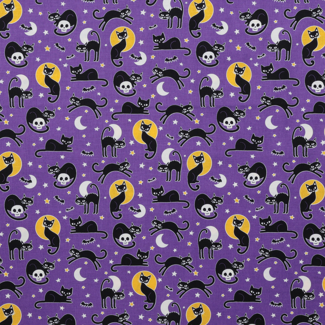 Benartex - Cotton - Glow-O-Ween - Spooky Cats - Purple