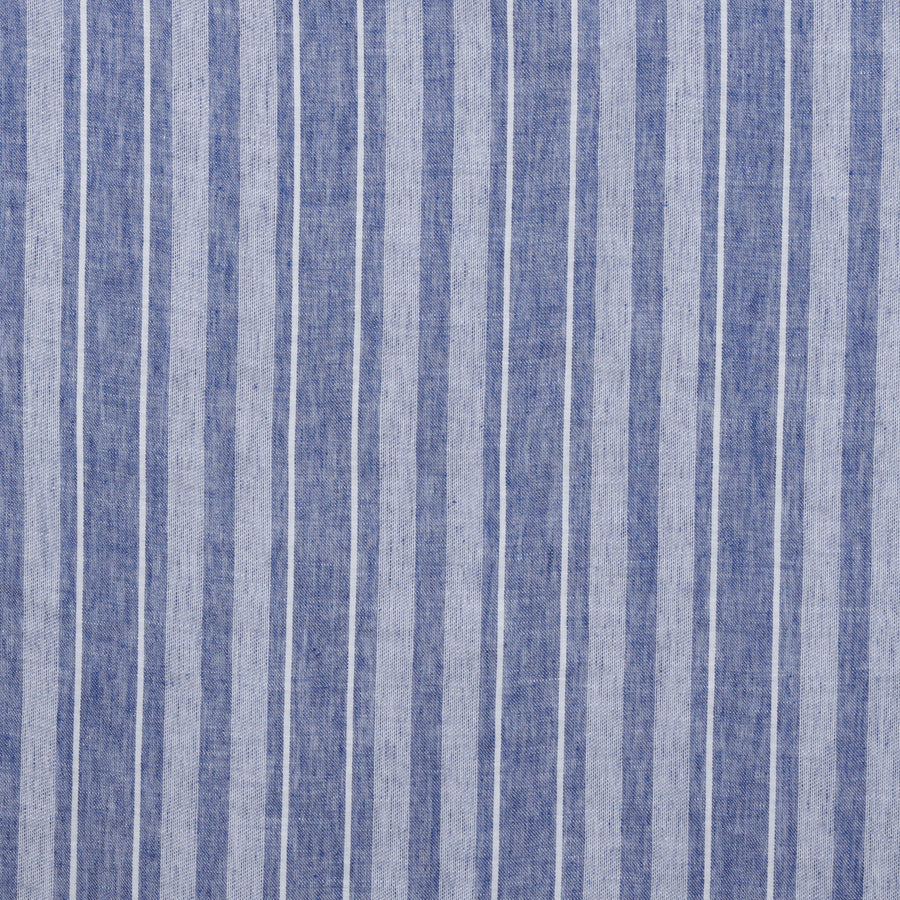 Linen Blend - Utopia - Washed Finish Stripe - Royal