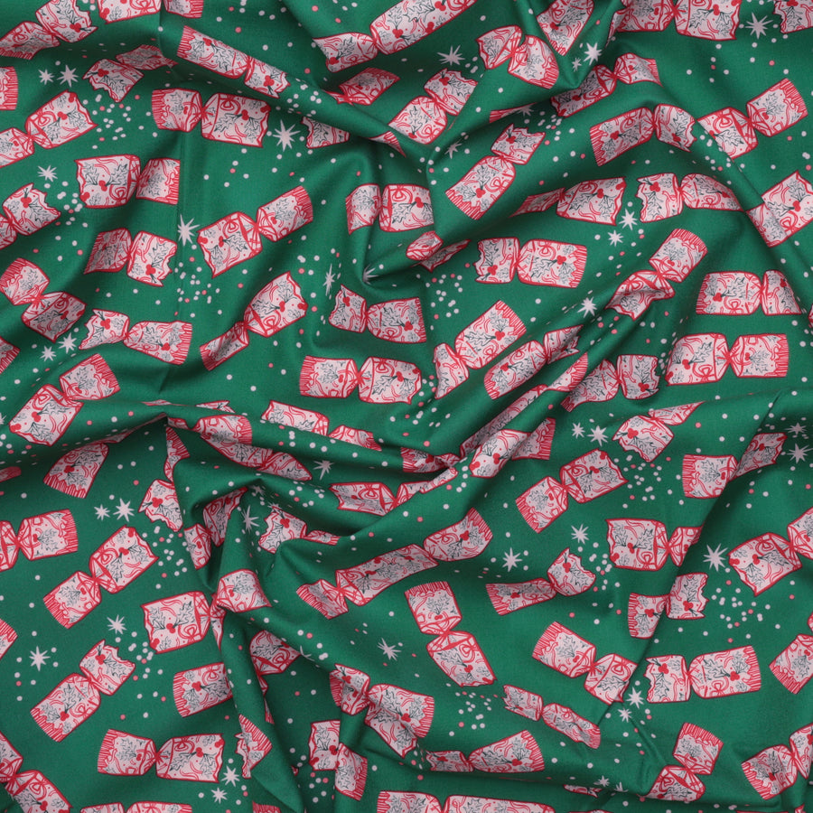 Figo - Cotton - Merry Kitschmas - Crackers - Green