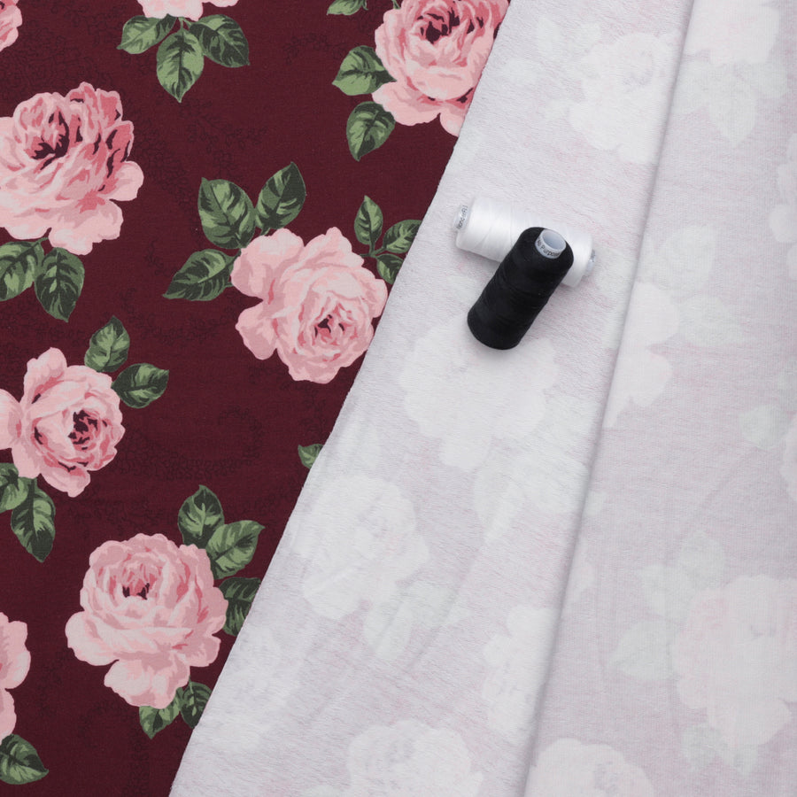 Stof - Cotton - Avalana - French Terry - Wine - Roses