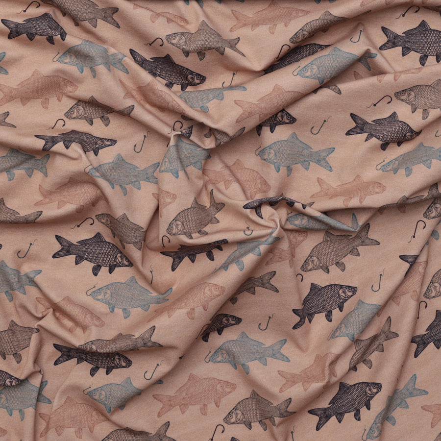 Stof - Cotton - Avalana - Jersey - Taupe - Fishes