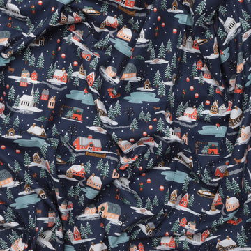 Rifle Paper Co. - Cotton - Holiday Classics II - Holiday Village - Navy