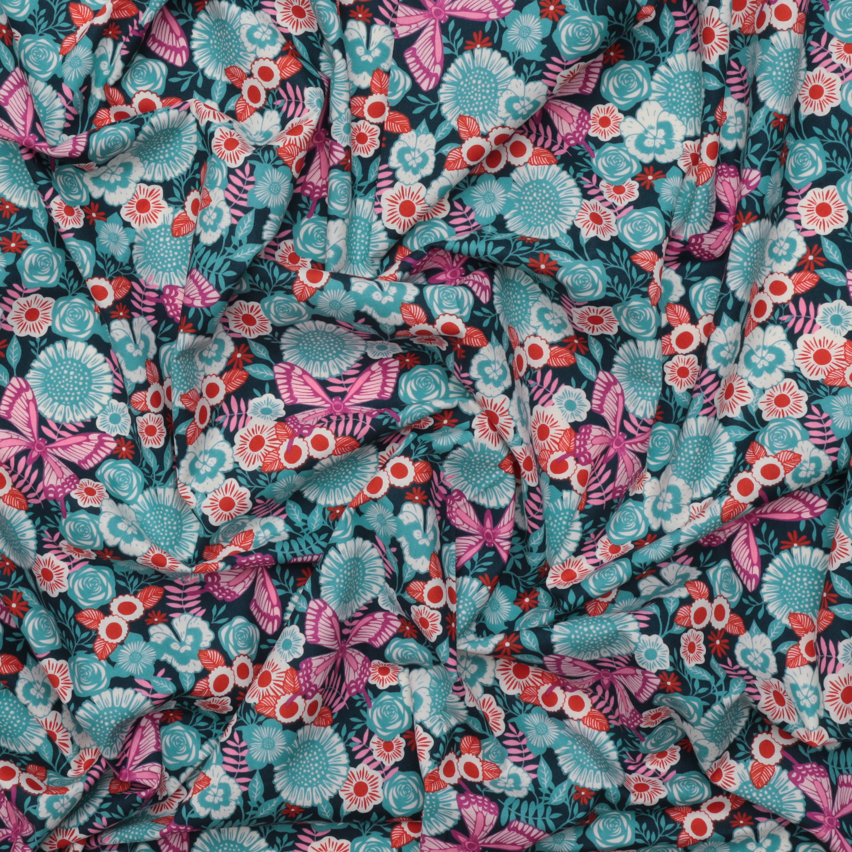 Ruby Star - Cotton - Backyard - Butterfly - Dark Teal – RICK RACK Textiles