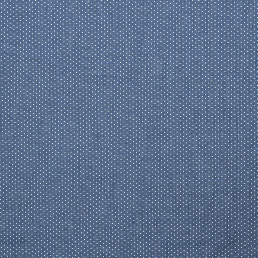 Cotton Blend - Chambray - Dot - Dark Denim Blue