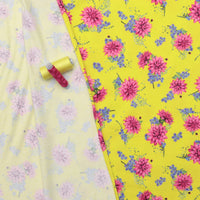 Cotton Blend - Italian Jersey - Neon Florals - Chartreuse + Pink