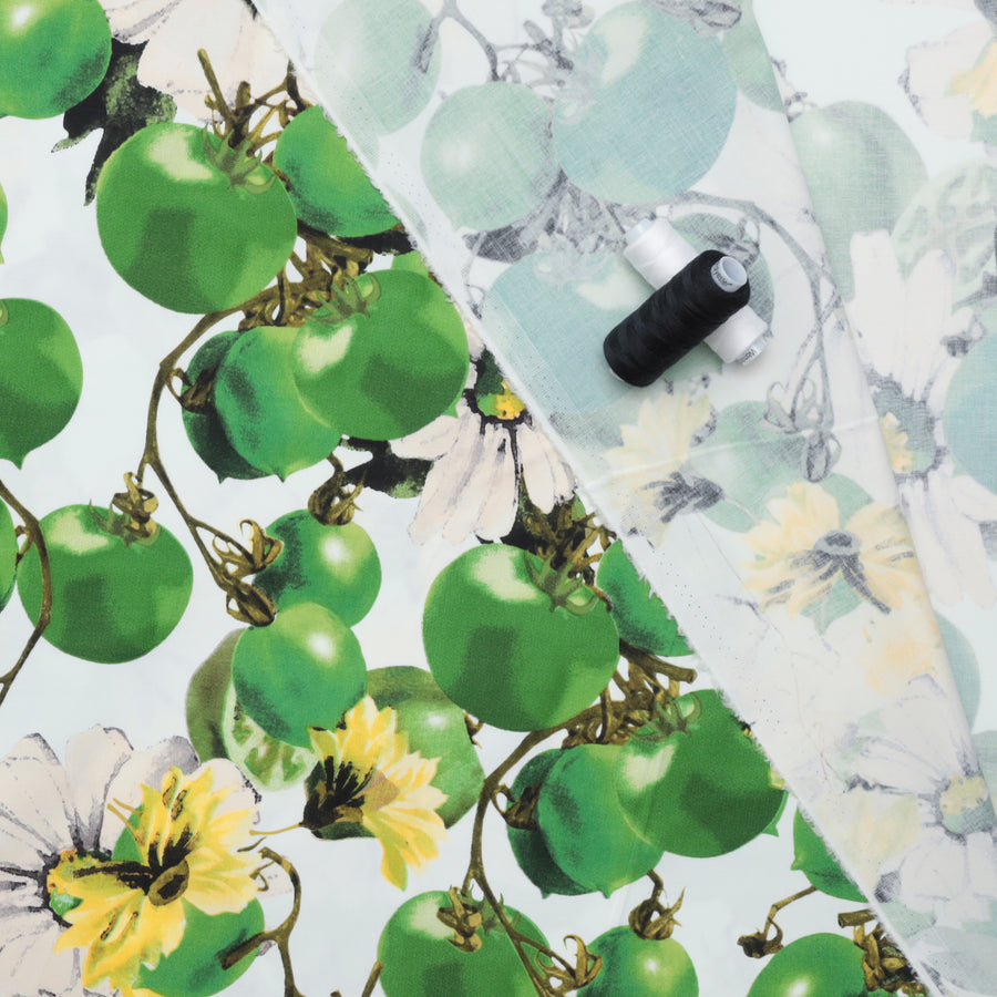 Cotton Blend - Italian Stretch Sateen - Green Tomatoes