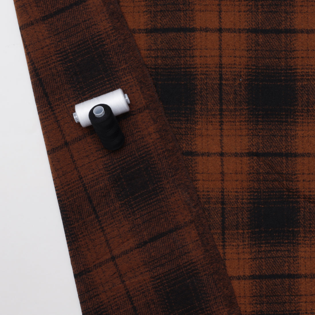 Recycled Poly - Brushed Plaid Knit - Copper