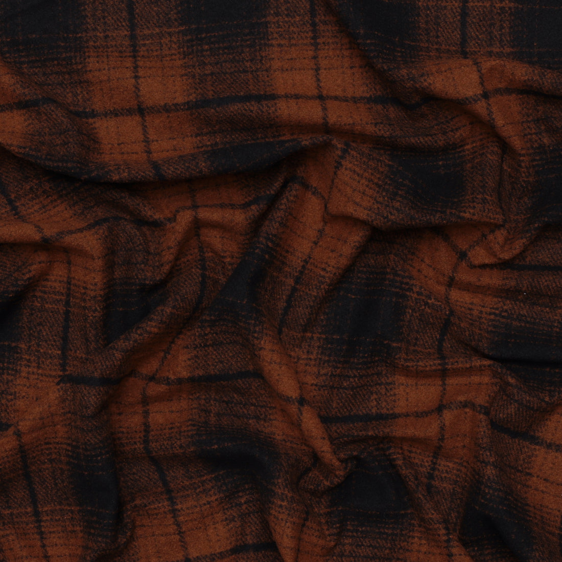Recycled Poly - Brushed Plaid Knit - Copper