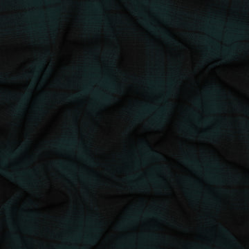 Recycled Poly - Brushed Plaid Knit - Forest
