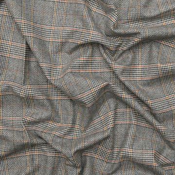 Wool Blend - Suiting - Plaid - Teal Orange Beige