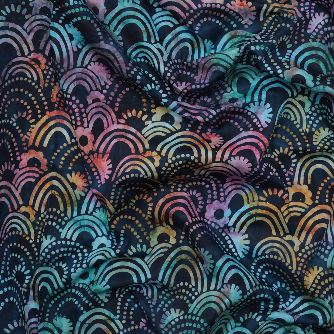 Artisan Batiks - Cotton - Retro Rainbow - Batik - Navy