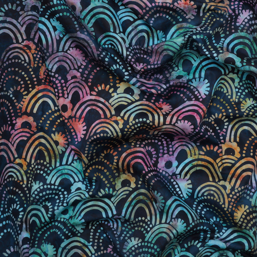Artisan Batiks - Cotton - Retro Rainbow - Batik - Navy