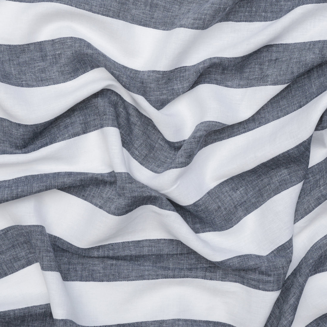 Linen Blend - Utopia - Wide Stripe - Navy White