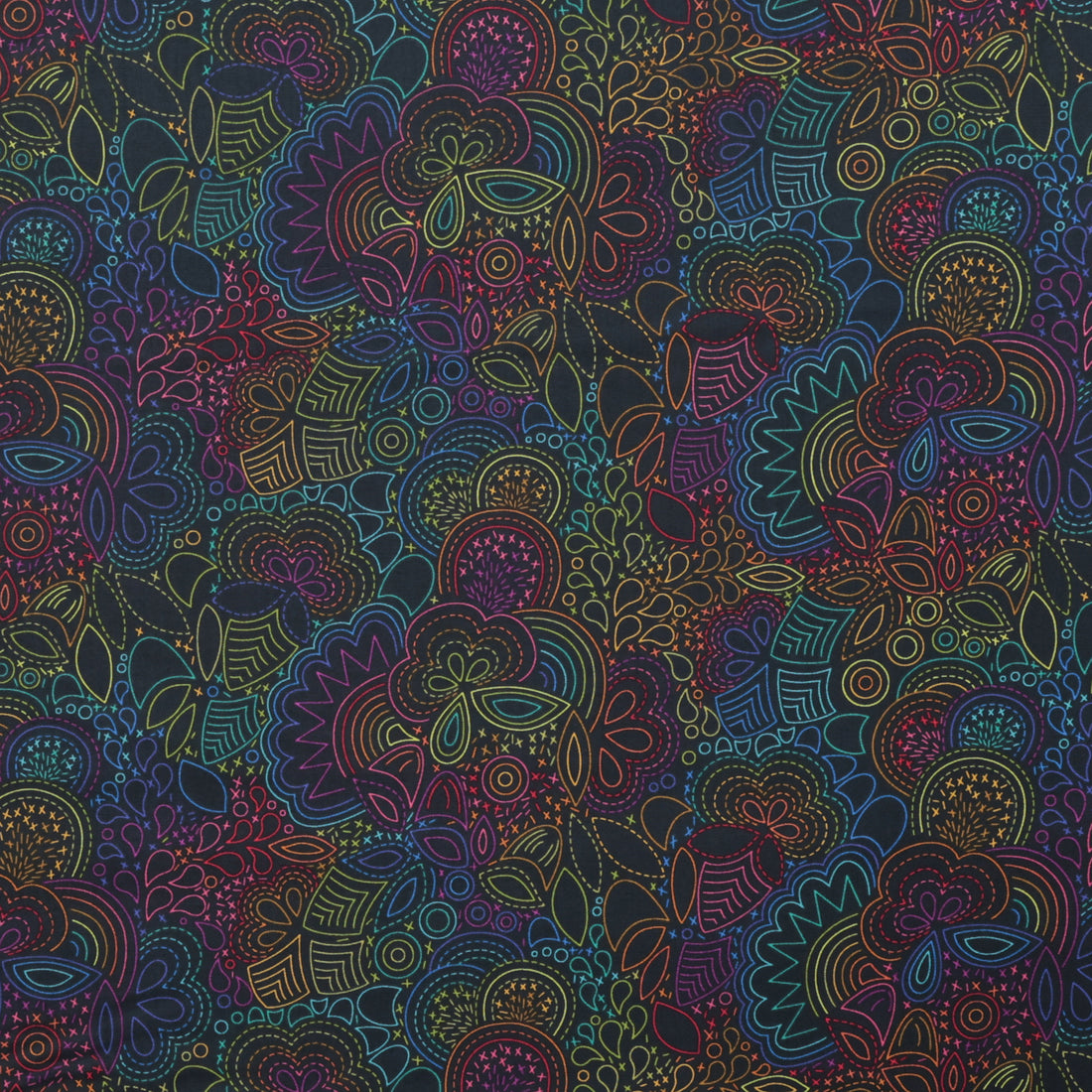 Allison Glass - Cotton - Color Wheel - Rainbow Stitched - Night