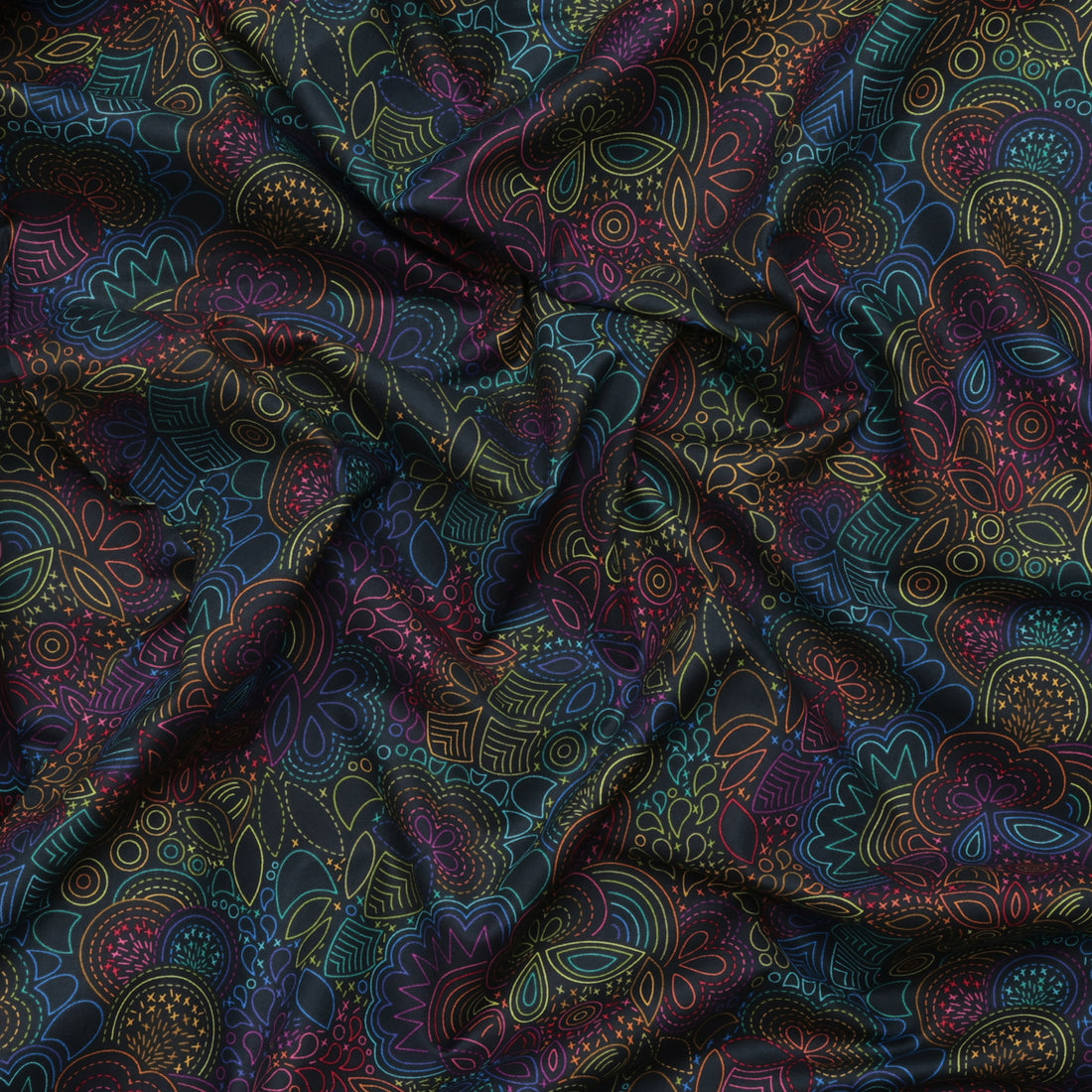 Allison Glass - Cotton - Color Wheel - Rainbow Stitched - Night