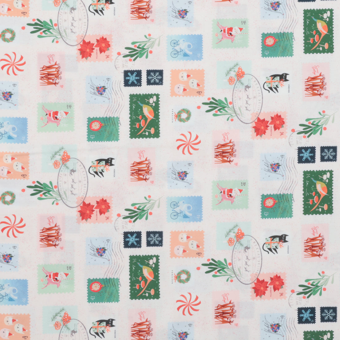 Moda - Cotton - Tiny Christmas - Christmas Stamps - Snow