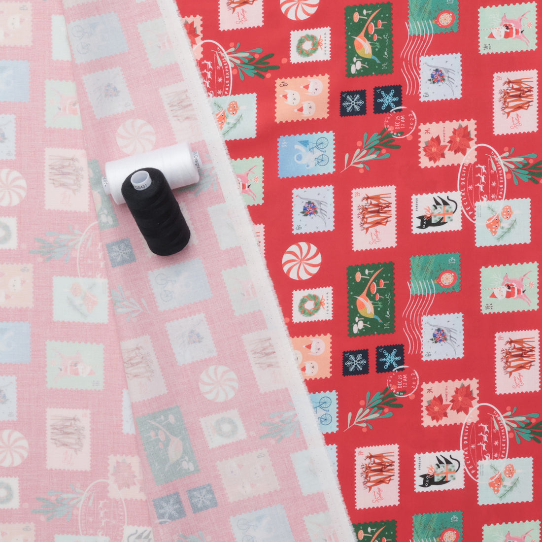 Moda - Cotton - Tiny Christmas - Stamps - Christmas Red