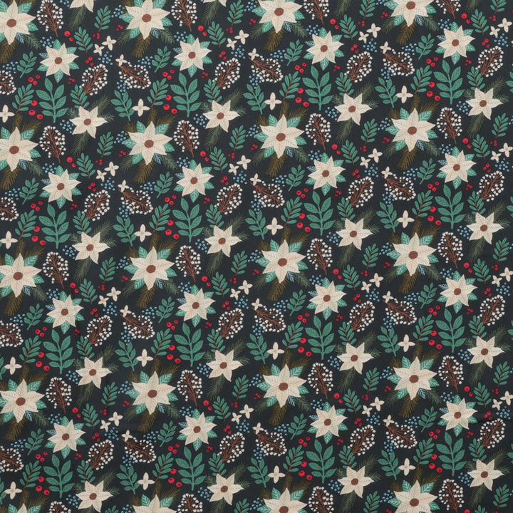 Mia Charro - Cotton - Christmas Cabin - Winter Floral - Green