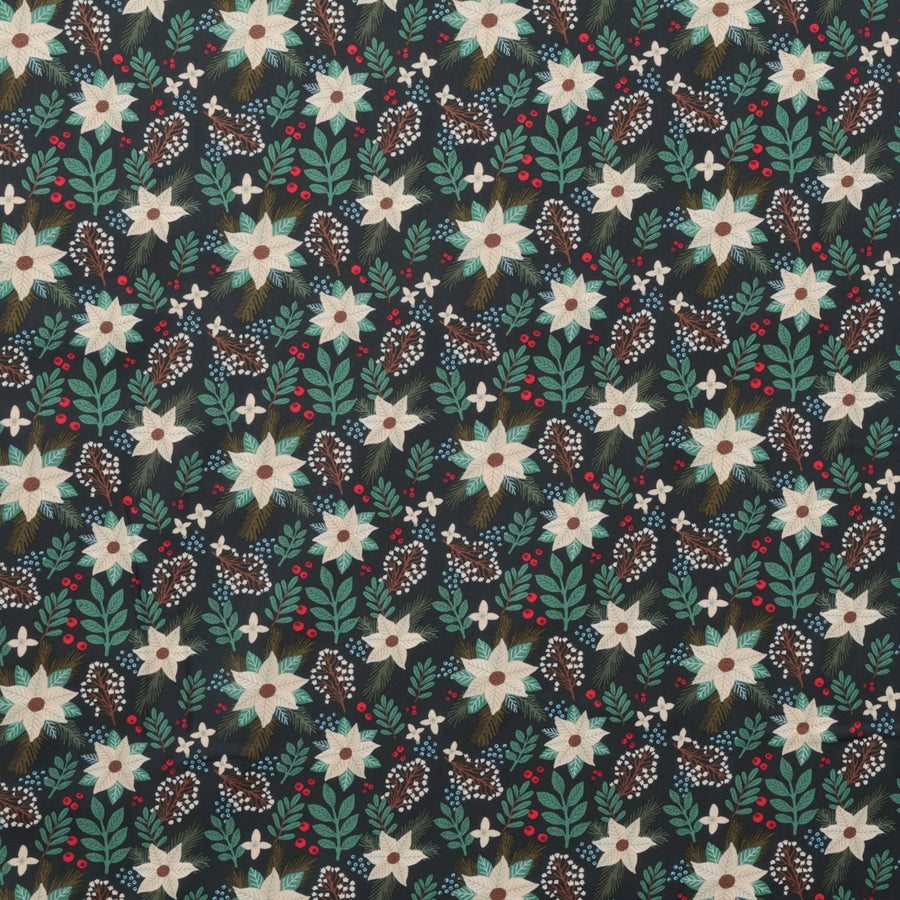 Mia Charro - Cotton - Christmas Cabin - Winter Floral - Green