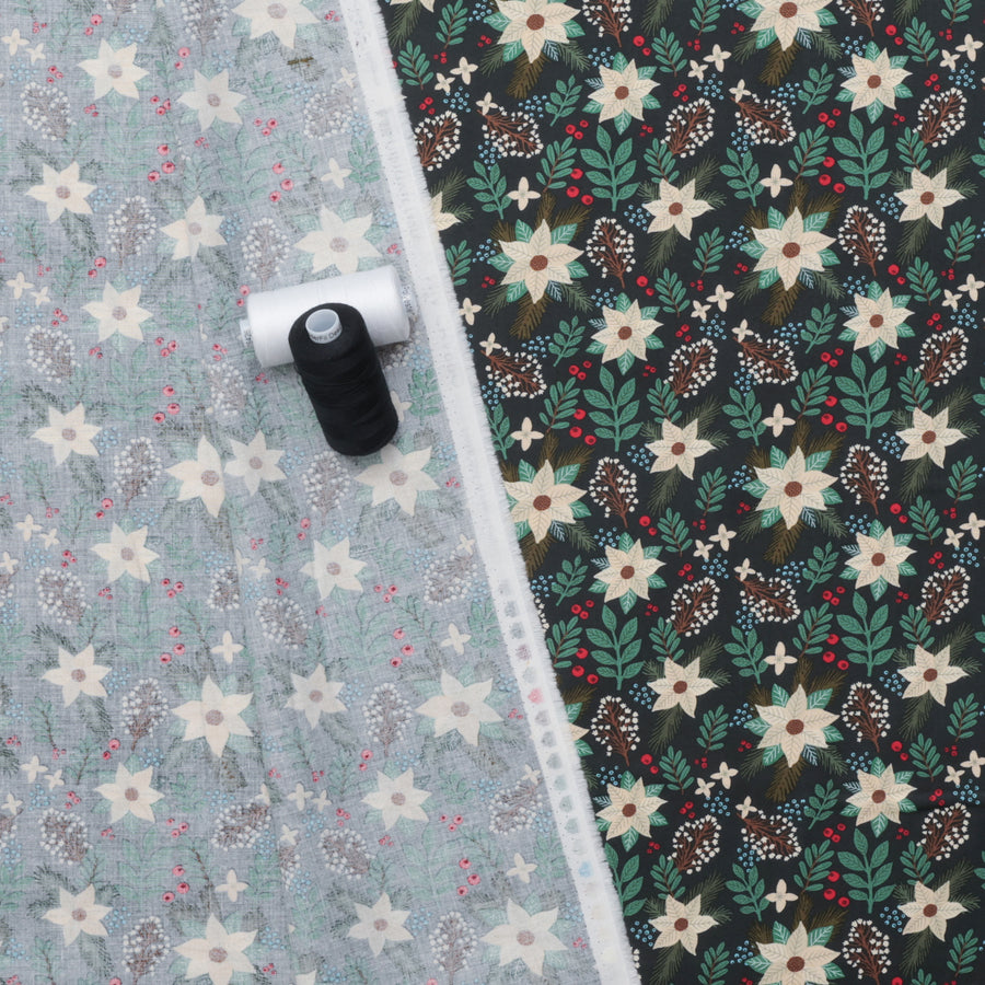 Mia Charro - Cotton - Christmas Cabin - Winter Floral - Green