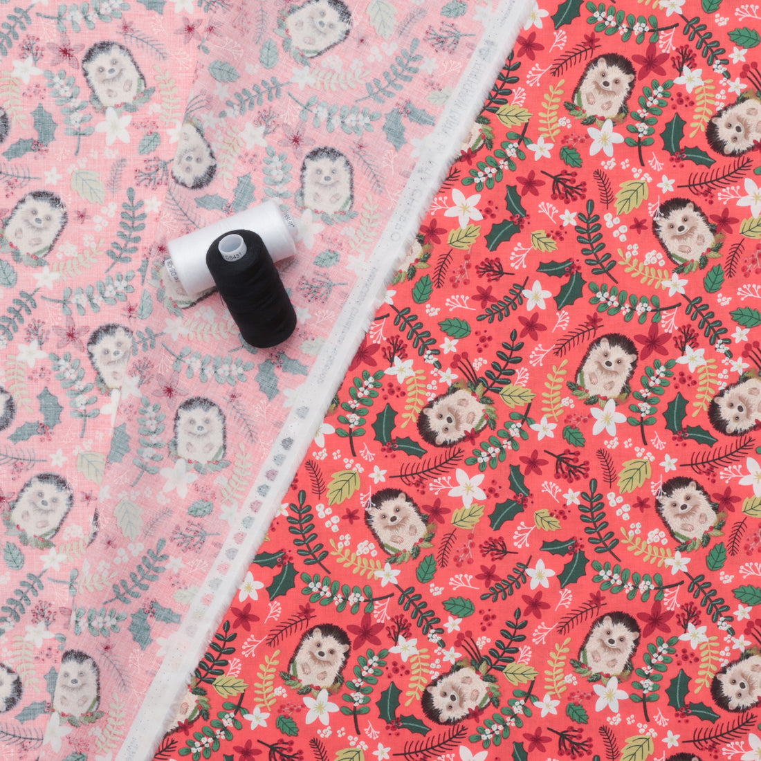 Mia Charro - Cotton - Christmas Cabin - Christmas Hedgehog - Red