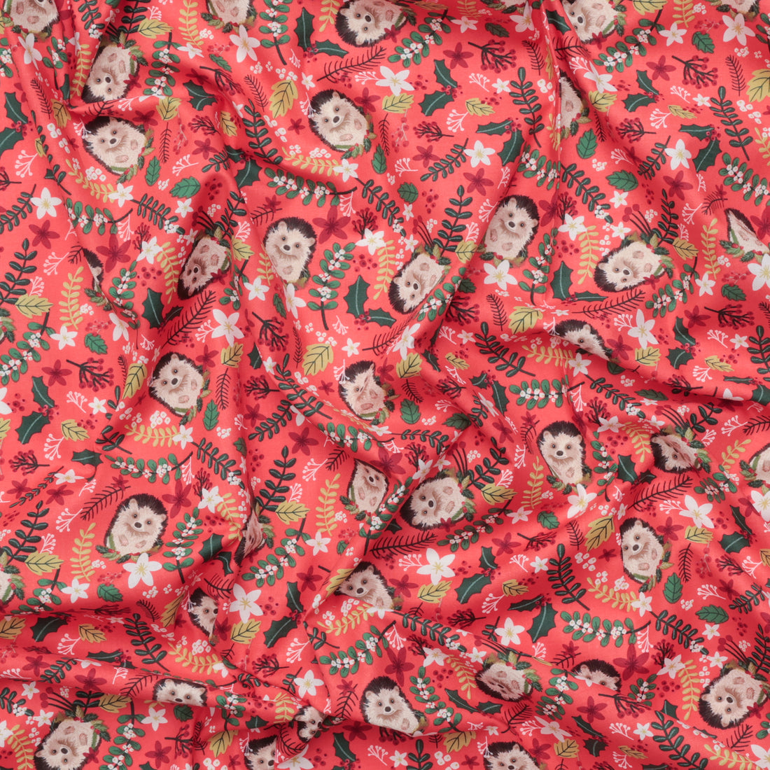 Mia Charro - Cotton - Christmas Cabin - Christmas Hedgehog - Red