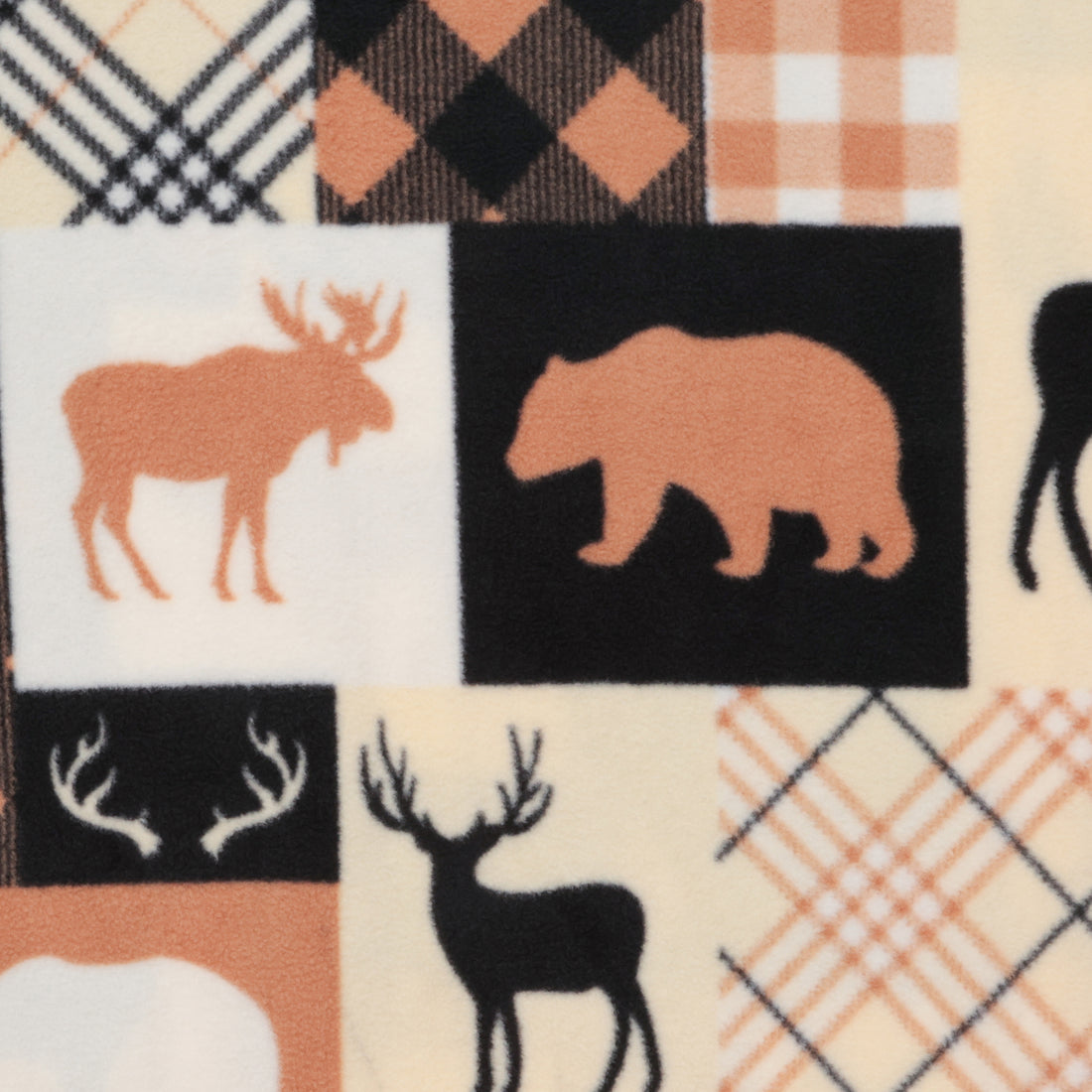 Camelot - Fleece - North of Ordinary - Woodland Patchwork - Tan