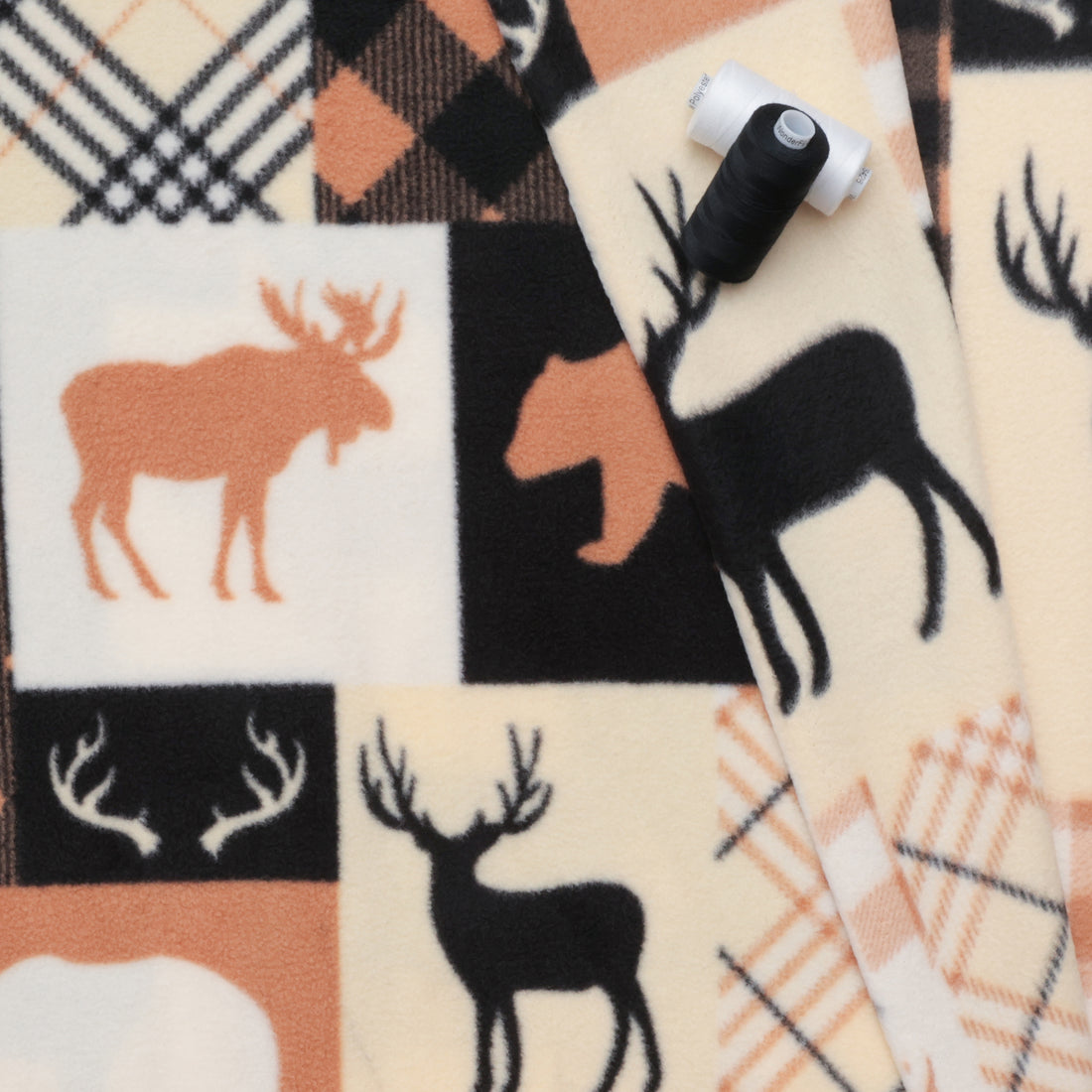 Camelot - Fleece - North of Ordinary - Woodland Patchwork - Tan