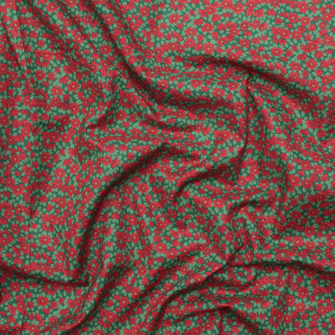 Liberty - Cotton - Festive Greetings - Peaceful Poinsettias A